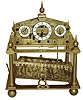 Congreve-style modern Asian brass unsigned reproduction rolling ball timepiece with glazed enclosure, late 20th century