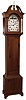 Grand mother tall clock reproduction in the manner of Elmer O. Stennes, Weymouth, Mass., 8 days, time only, weight driven movement in a pine case with a painted metal Rocking Ship dial, number 15 stamped on hood and trunk, c1980
