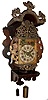 Dutch Friesian, 30 hours, weight-driven time, strike and alarm Stoelklok with painted wood hooded wall bracket, crown wheel and verge escapement, c1820