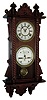 Waterbury Clock Co., Waterbury, Conn., ÓCalendar No. 36Ò wall hanging clock with a spring driven, 8 days, time and half hour strike movement and perpetual calendar mechanism in a cherry case, c1891.