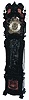 J.J. Elliott, London, England tall case clock, 8 days, time, strike and Westminster & Whittington chime on nine nickel plated tubes, three nickel plated, weight driven movement in an extremely ornate inlaid and carved mahogany case with delicate fret work back board and sides on hood and applied carving over glass in trunk door. The superior brass dial is nicely shaped and has raised silver chapter ring and three subsidiary dials for Strike / Silent, Chime / Silent and tune selection, all surrounded by ornately cast brass trim and spandrels with cast brass dial center and subsidiary seconds, c1910