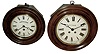 Clocks- 2 (Two) Lenkirch, 8 days, round walnut gallery clocks, Russian dial names: larger time and strike; smaller time only; numbers Ó1 Million 535114Ò and Ó1 Million 144021Ò, 1907 and 1897