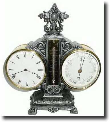 C.1910, French cast metal clock-thermometer and barometer. — Antique Clocks Price Guide