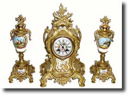 C.1890, French, Japy Freres, 3-Piece Mantel set in — Antique Clocks Price Guide
