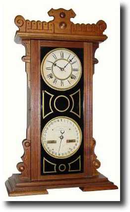 C.1890, Waterbury, Calendar No. 44 in walnut, with restorations. — Antique Clocks Price Guide
