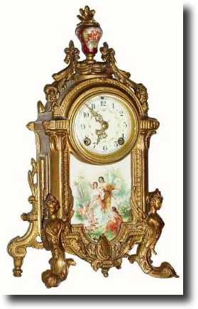 C.1890, New Haven Clock Co., LENORE, gilded spelter mantel — Antique Clocks Price Guide