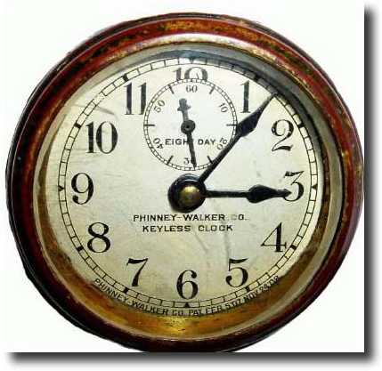 C.1908, Phinney Walker "Keyless" rim wind automobile clock. — Antique Clocks Price Guide
