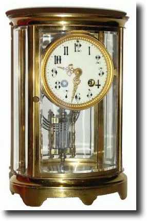 C.1900, French Brass Cased Oval Crystal regulator in excellent — Antique Clocks Price Guide
