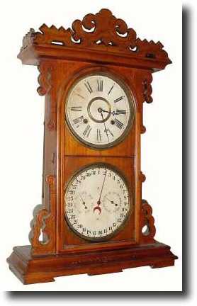 C.1885, E.N. Welch "Arditi" Double dial calendar shelf — Antique Clocks Price Guide