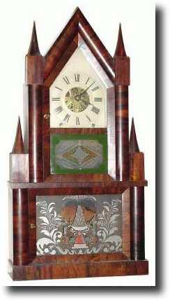 C.1848, Birge and Fuller, Bristol, Conn., 8-day steeple-on-steeple in mahogany, — Antique Clocks Price Guide
