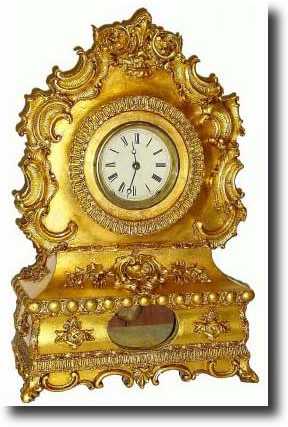 C.1853, Atkins, Whiting and Co., Bristol, uncommon gilt gesso over wood case, 30 day fusee (strike). — Antique Clocks Price Guide