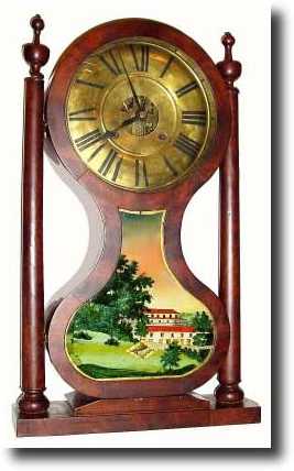 C.1840, Joseph Ives, Plainville, Farmington, Conn, "Hour Glass" clock — Antique Clocks Price Guide