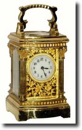 C.1900, French, Gilt Brass Carriage clock, miniature in excellent — Antique Clocks Price Guide