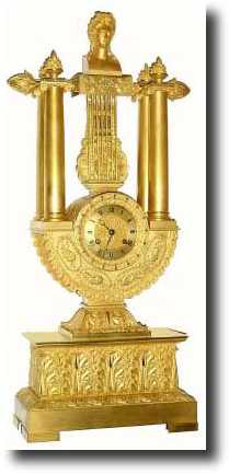 C.1840, French Lyre Form mantel clock in very good condition. — Antique Clocks Price Guide
