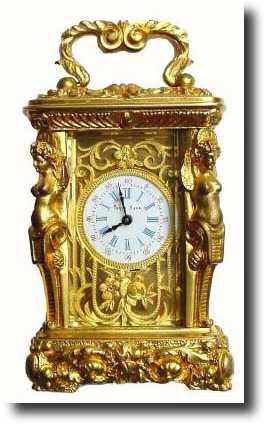 C.1900, French, Miniature, Gilt Brass Cased Carriage clock. — Antique Clocks Price Guide