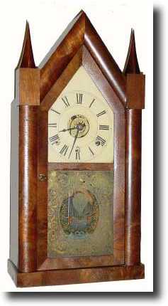 C.1848, Chauncey Boardman, Bristol, Conn, Triple fusee steeple clock. — Antique Clocks Price Guide