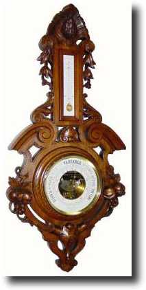 C.1890, French, Aneroid Wall Barometer, in a great walnut — Antique Clocks Price Guide