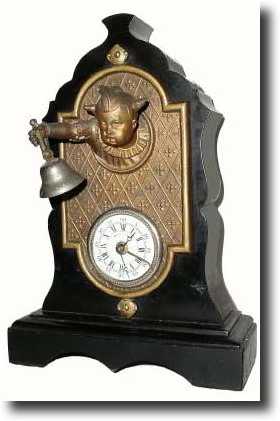C.1900, French, "JESTER" Bell ringer alarm in good condition. — Antique Clocks Price Guide