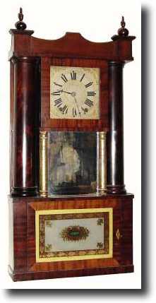 C.1835, Burr and Chittenden, Lexington, Mass, 30 hour wooden works hollow column, — Antique Clocks Price Guide