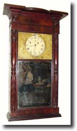 C.1830, Asa Munger, Auburn, NY, Mahogany shelf clock with — Antique Clocks Price Guide