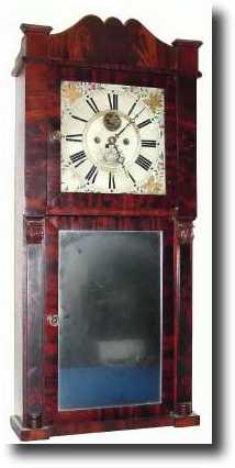 C.1835, Hotchkiss and Benedict, Auburn, NY with "Munger's Patent Eight day Brass Clocks" movement. — Antique Clocks Price Guide