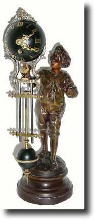 C.1890, French, Bronzed Spelter Swinging mystery timepiece. The statue — Antique Clocks Price Guide