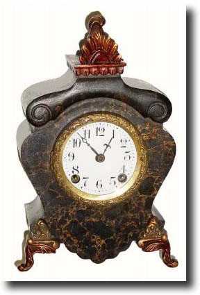 C.1895, Wm.L. Gilbert, Small marbelized iron clock in — Antique Clocks Price Guide