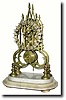 C.1900, English, Fusee Skeleton Clock, on a marble base, LESS dome.