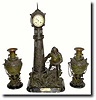 C.1890, French, Large 3-Piece Mantel Set "Hardi Courage,