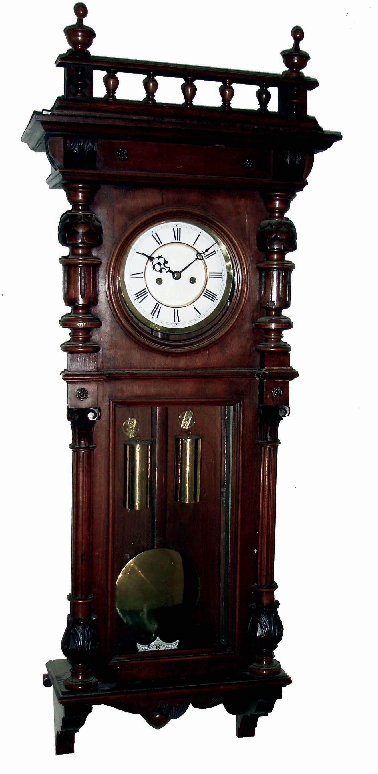 Clocks- 3 (Three) Gustav Becker, Germany, walnut 2-weight, 8 days, time and strike Vienna regulator wall clocks, c1890 — Antique Clocks Price Guide