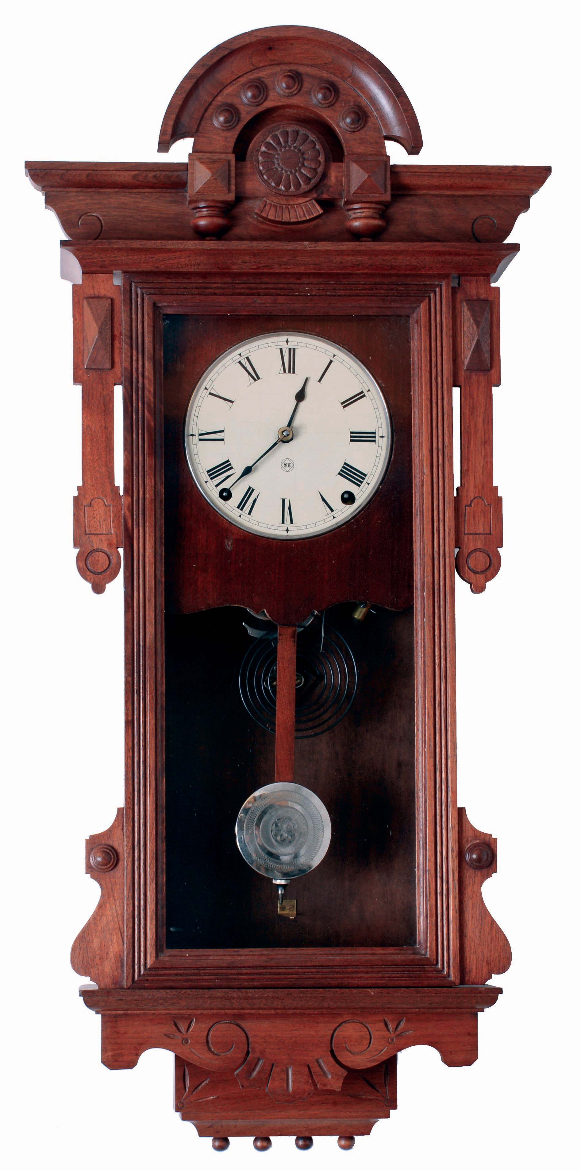 Seth Thomas Clock Co., Thomaston, Conn., "Panama", 8 days, time and strike, spring driven brass movement wall clock, c1884 — Antique Clocks Price Guide