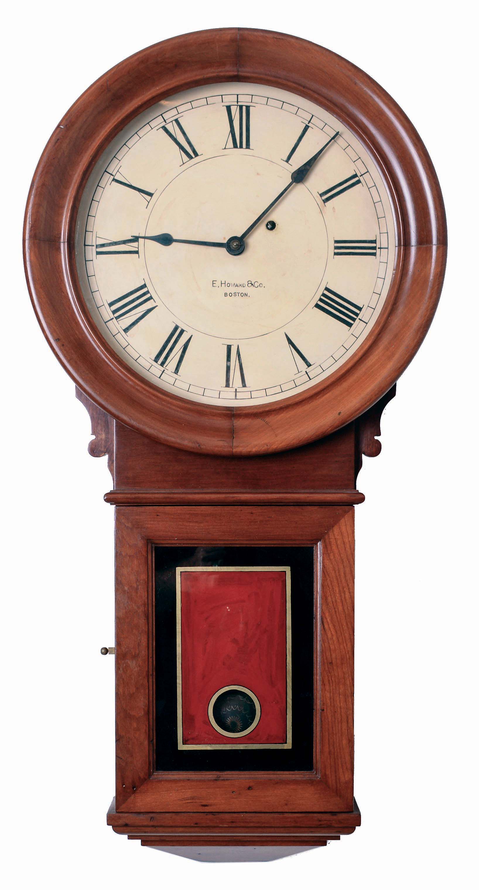 E. Howard & Co., Boston, Mass., "No. 70", 8 days, weight driven brass movement regulator timepiece, c1910 — Antique Clocks Price Guide