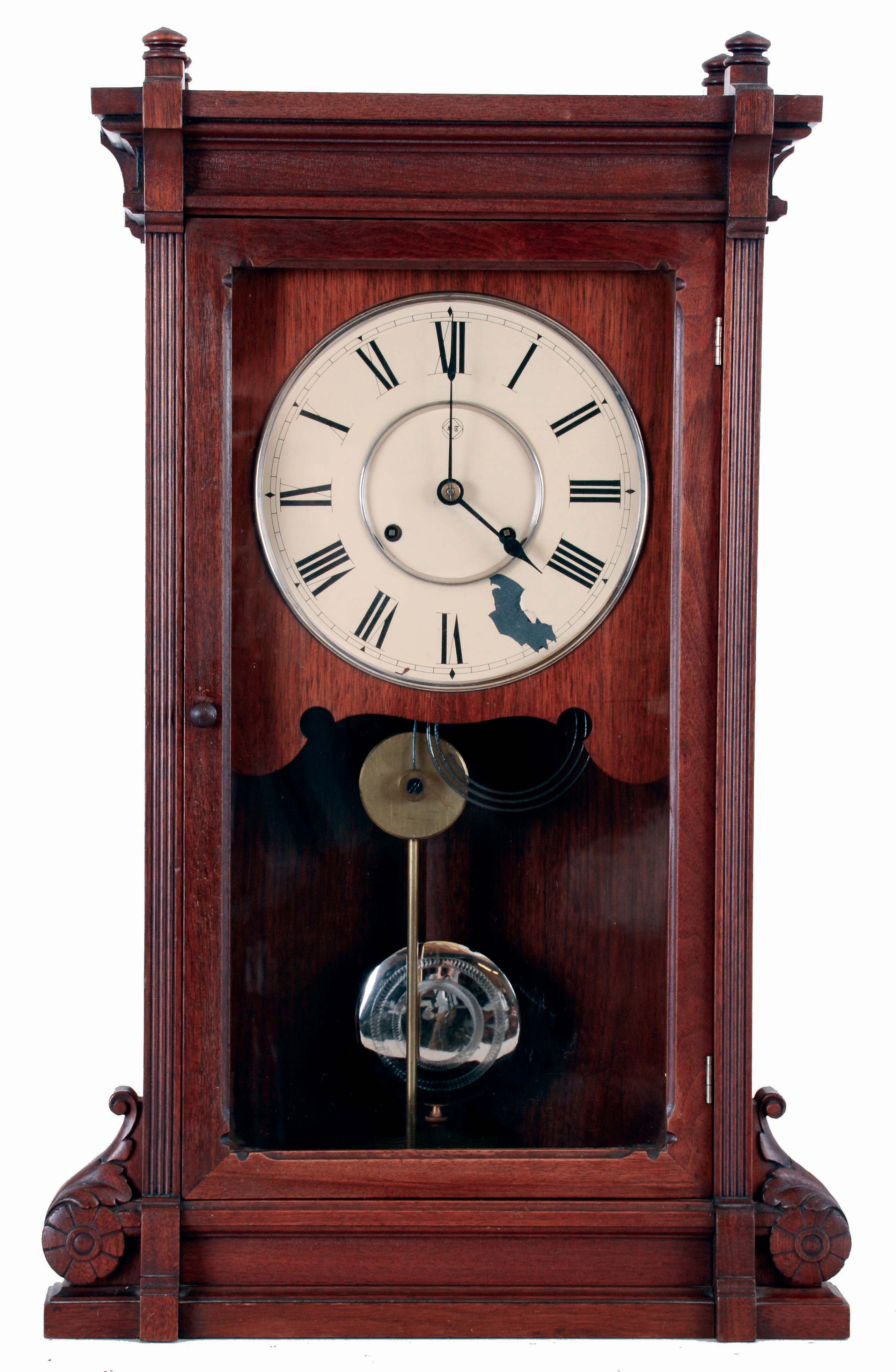 Seth Thomas Clock Co., Thomaston. Conn., "Lincoln" walnut shelf clock with 8 days, weight driven brass movement, c1890. — Antique Clocks Price Guide