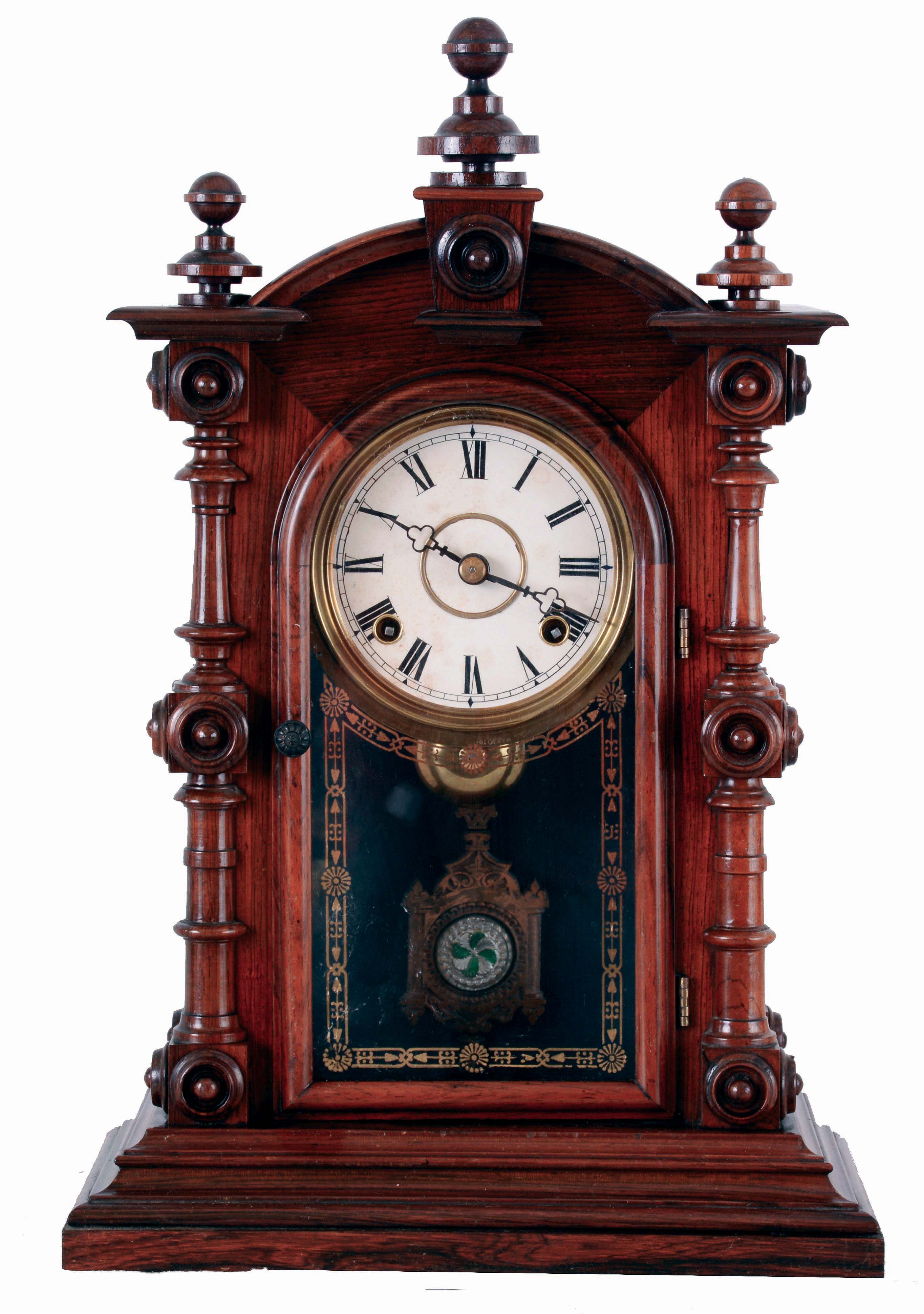 Welch, Spring & Co., Forestville, Conn., "Patti, VP" mantel clock case, c1880, with later spring driven, 8 days, time and strike movement, — Antique Clocks Price Guide