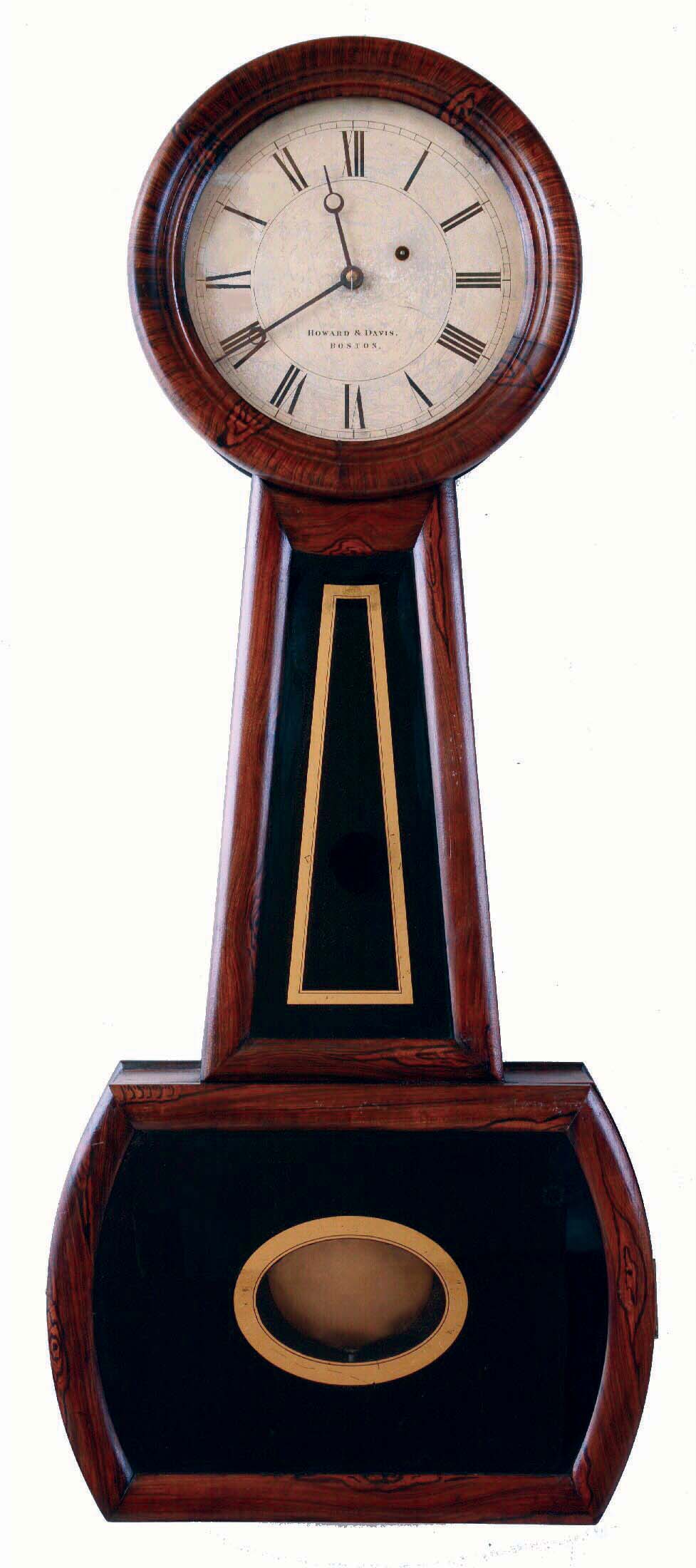 Howard & Davis, Boston, Mass., "No. 3 Regulator" banjo wall clock, in a grained cherry case giving the appearance of rosewood, weight driven, 8 days, c1850. — Antique Clocks Price Guide