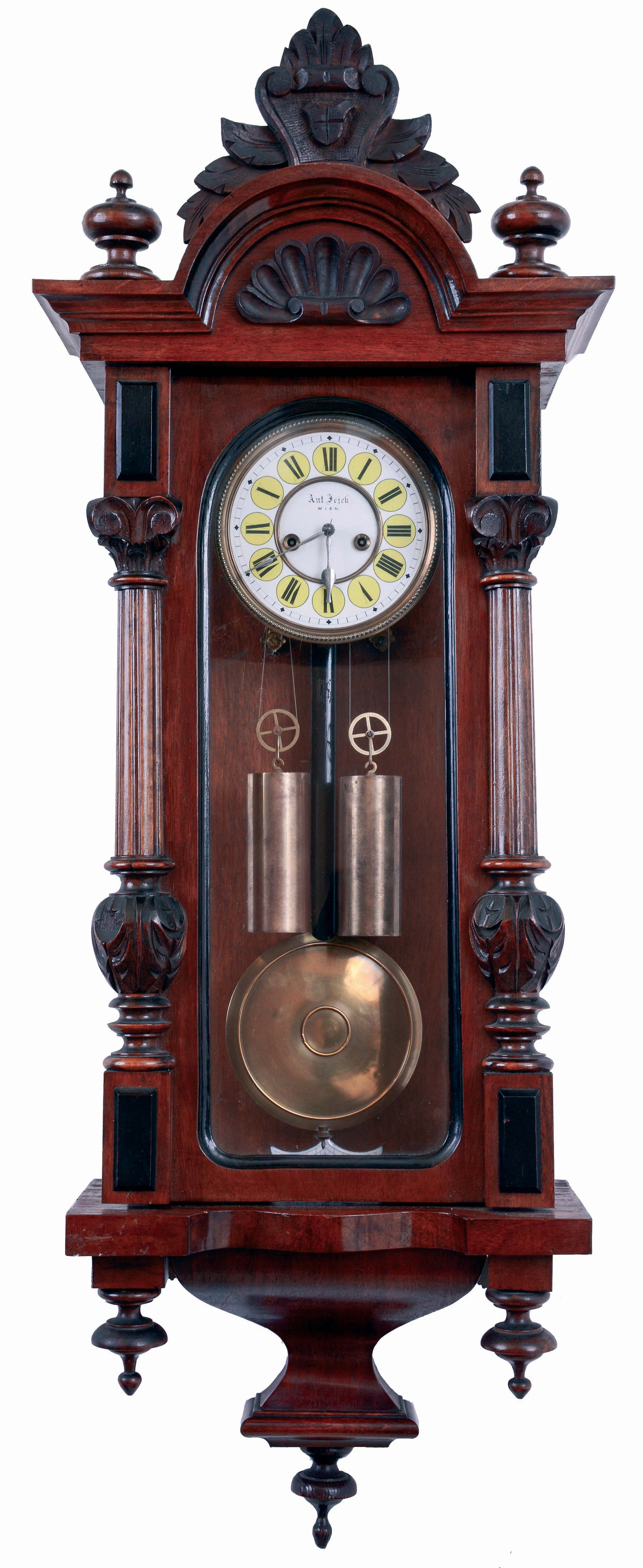 Austria, a small, almost miniature (4.7" dial), 2-weight "Vienna Regulator" with dial marked "Ant. Jezek, Wein" in the Alt Deutsch style, with restorations, c1880 — Antique Clocks Price Guide