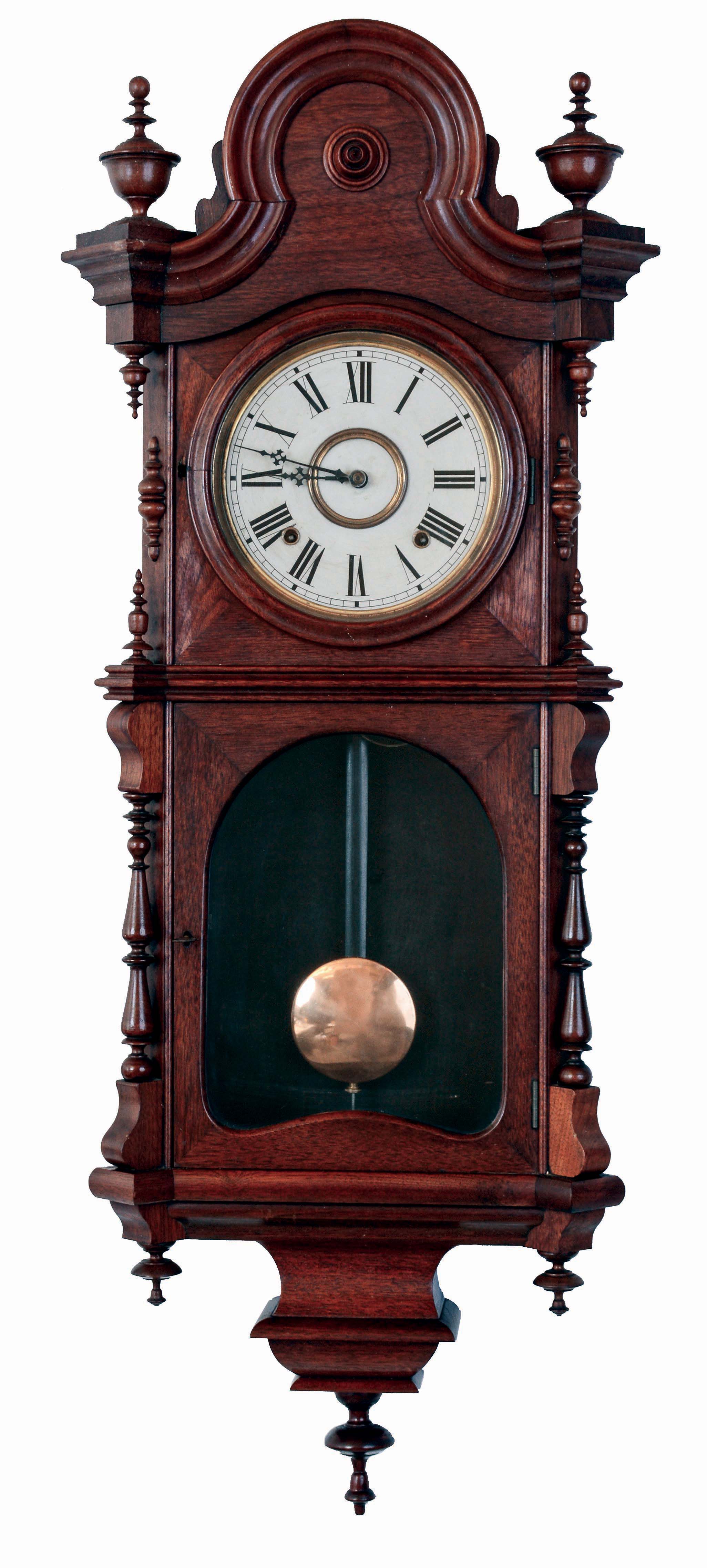 Welch, Spring & Co., Forestville, Conn., "Kellogg", 8 days, time and strike, spring driven brass movement regulator wall clock, c1880 — Antique Clocks Price Guide