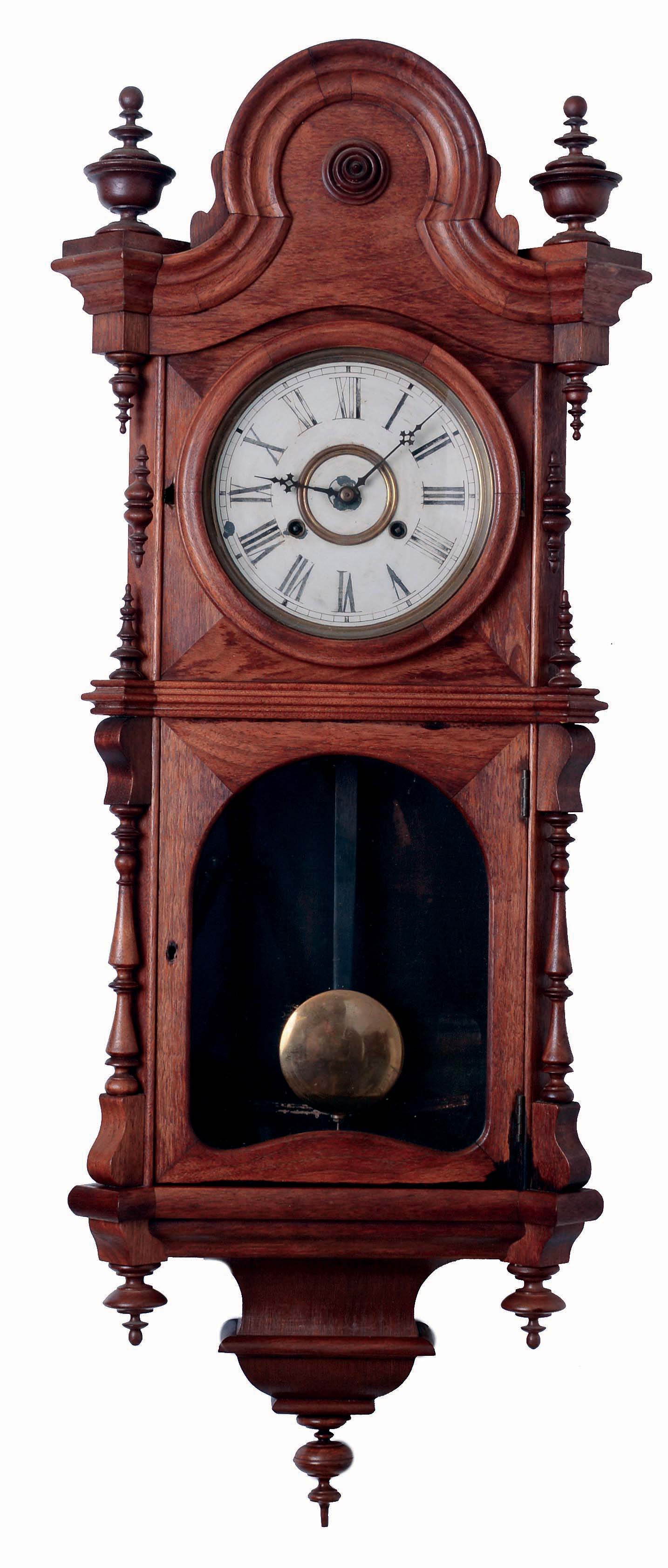 Welch, Spring & Co., Forestville, Conn., "Regulator No. 4", 8 days, spring driven brass movement wall timepiece, c1880 — Antique Clocks Price Guide
