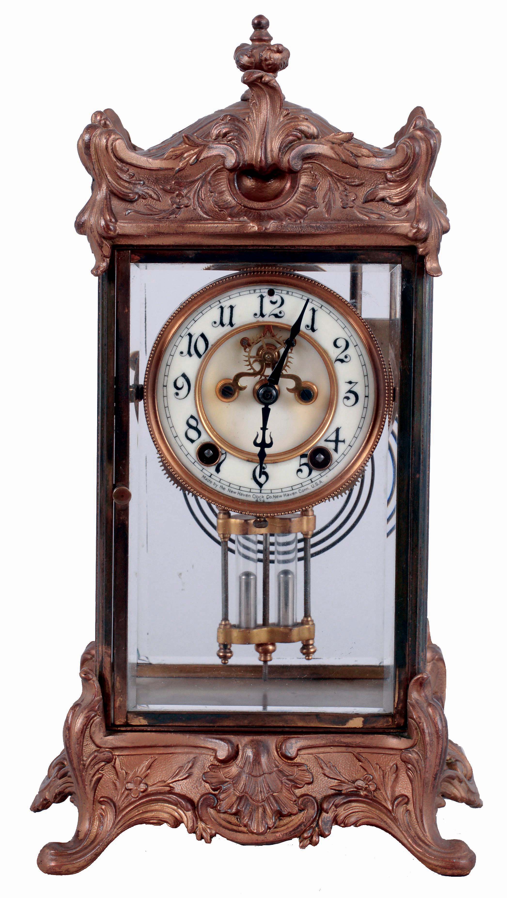 New Haven Clock Co., New Haven, Conn., "Thoreau", 8 days, time and strike, spring driven brass movement crystal regulator shelf clock, c1911 — Antique Clocks Price Guide