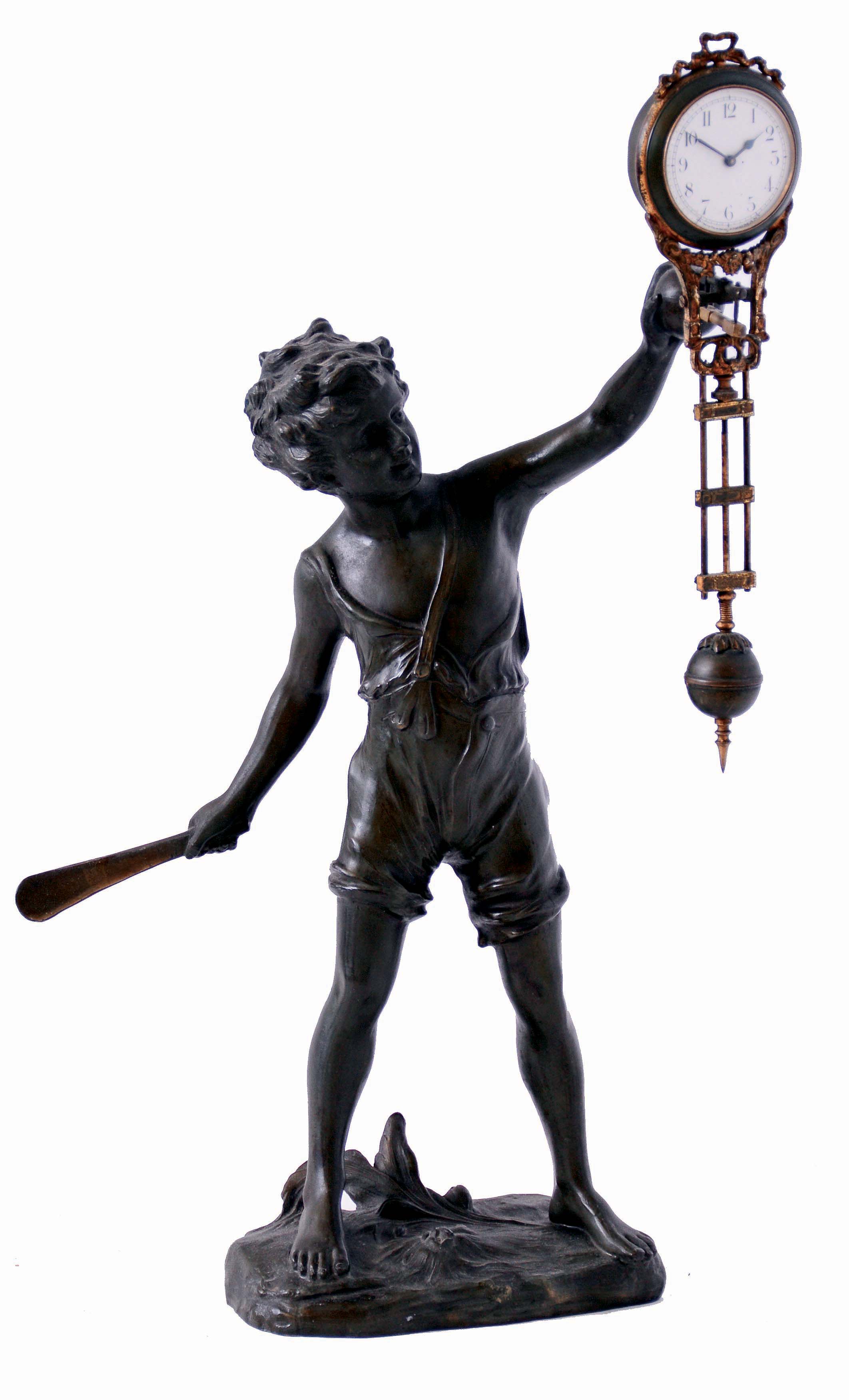 Junghans, Germany "Bat Boy" bronzed spelter, 8 days swinging arm timepiece, c1925 — Antique Clocks Price Guide