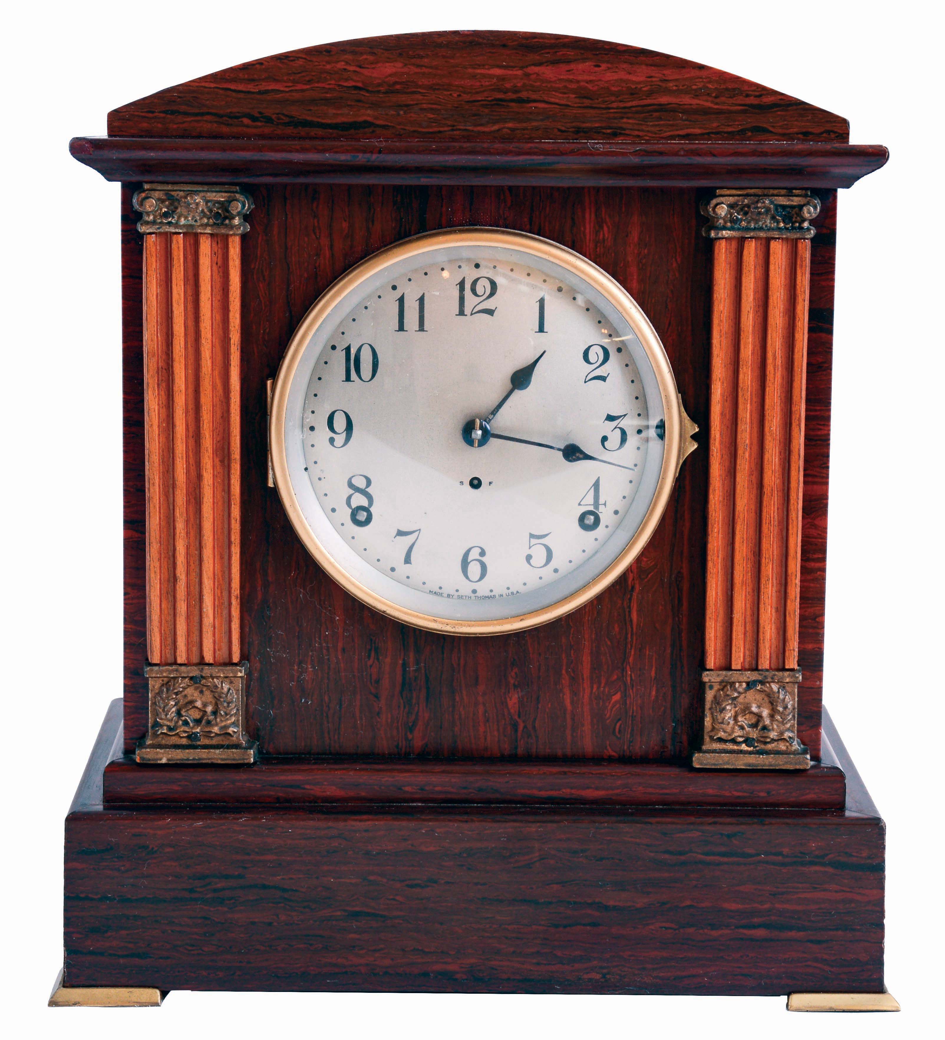 Seth Thomas Clock Co., Thomaston, Conn., "Chime Clock, No. 7", 4- bell Sonora chime in an imitation rosewood adamantine case, c1914 — Antique Clocks Price Guide