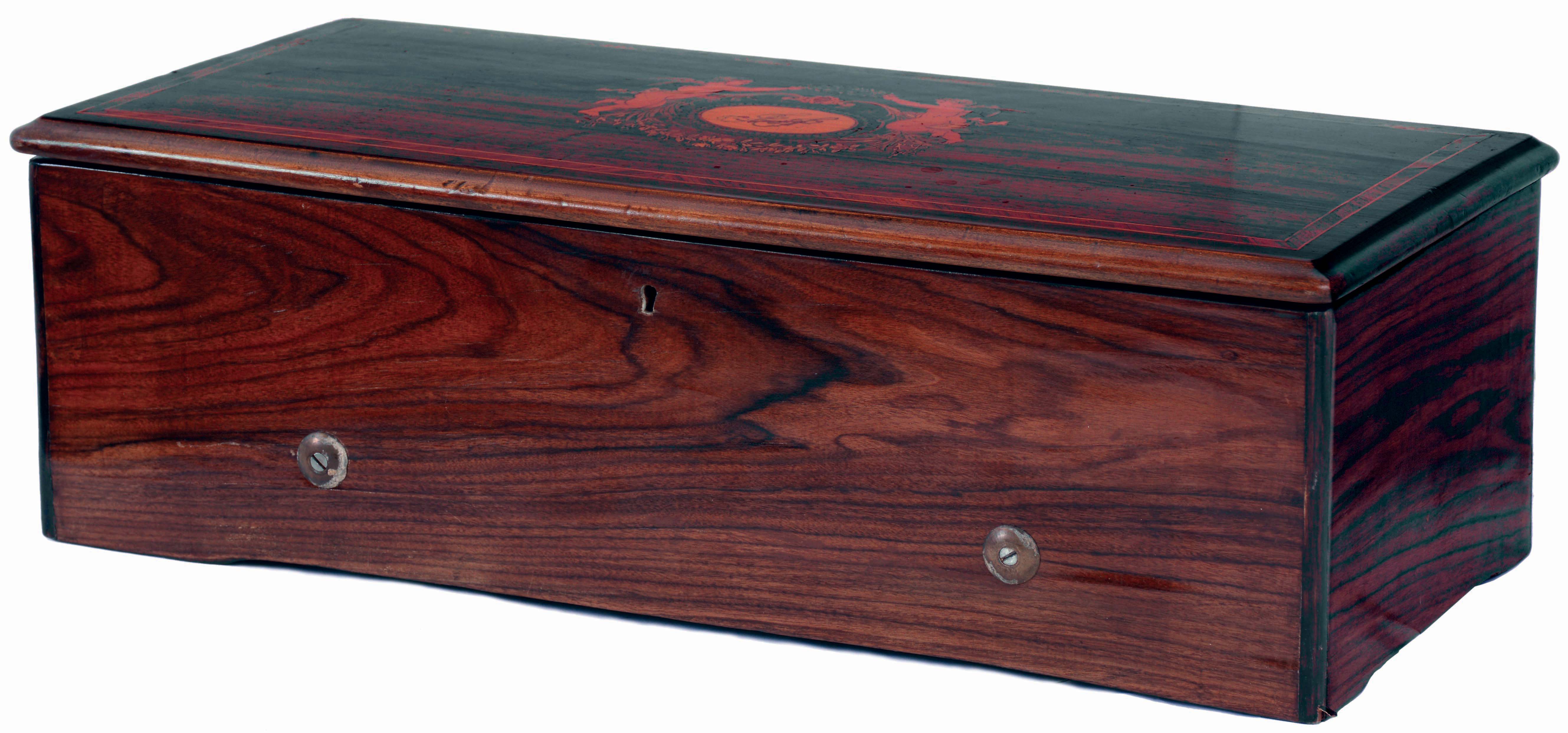 Nicole Freres, Swiss, 12 tune music box in inlaid hardwood box, c1900 — Antique Clocks Price Guide