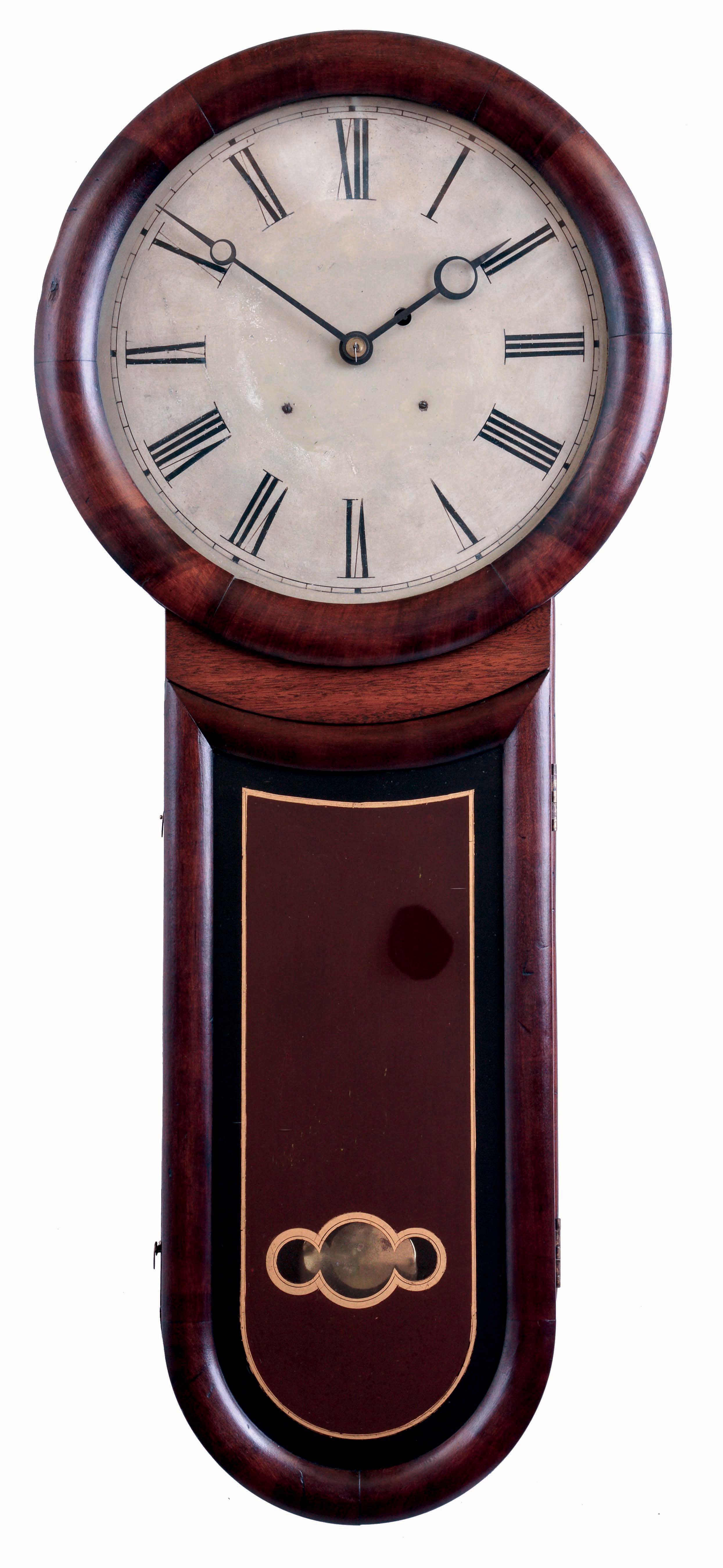Williams & Hatch, North Attleboro, Mass. 8 days, weight driven brass movement Keyhole wall timepiece, c1867 — Antique Clocks Price Guide