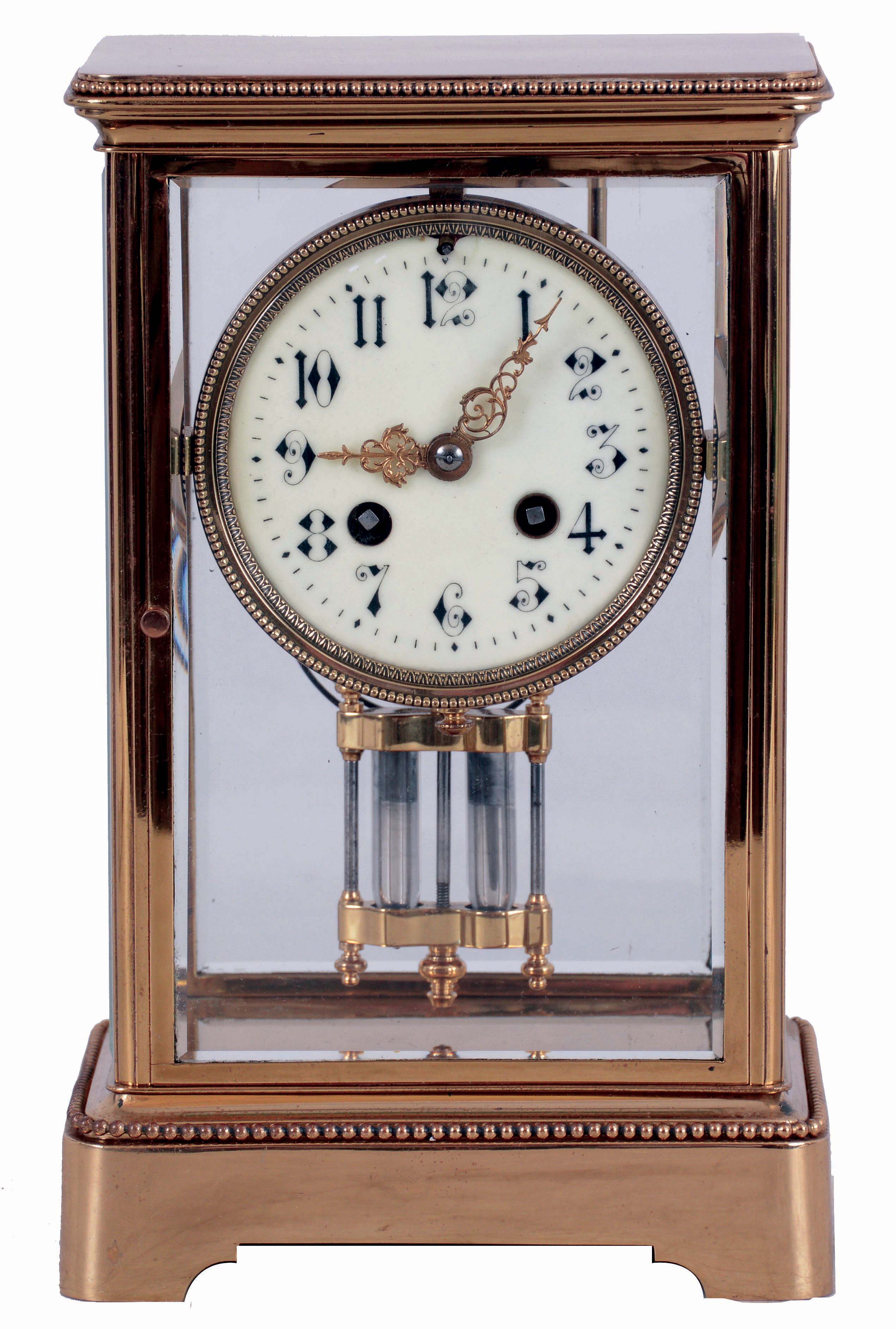 French, Marti & Cie, crystal regulator mantel clock with 8 days, time and strike, spring driven movement, c1900. — Antique Clocks Price Guide