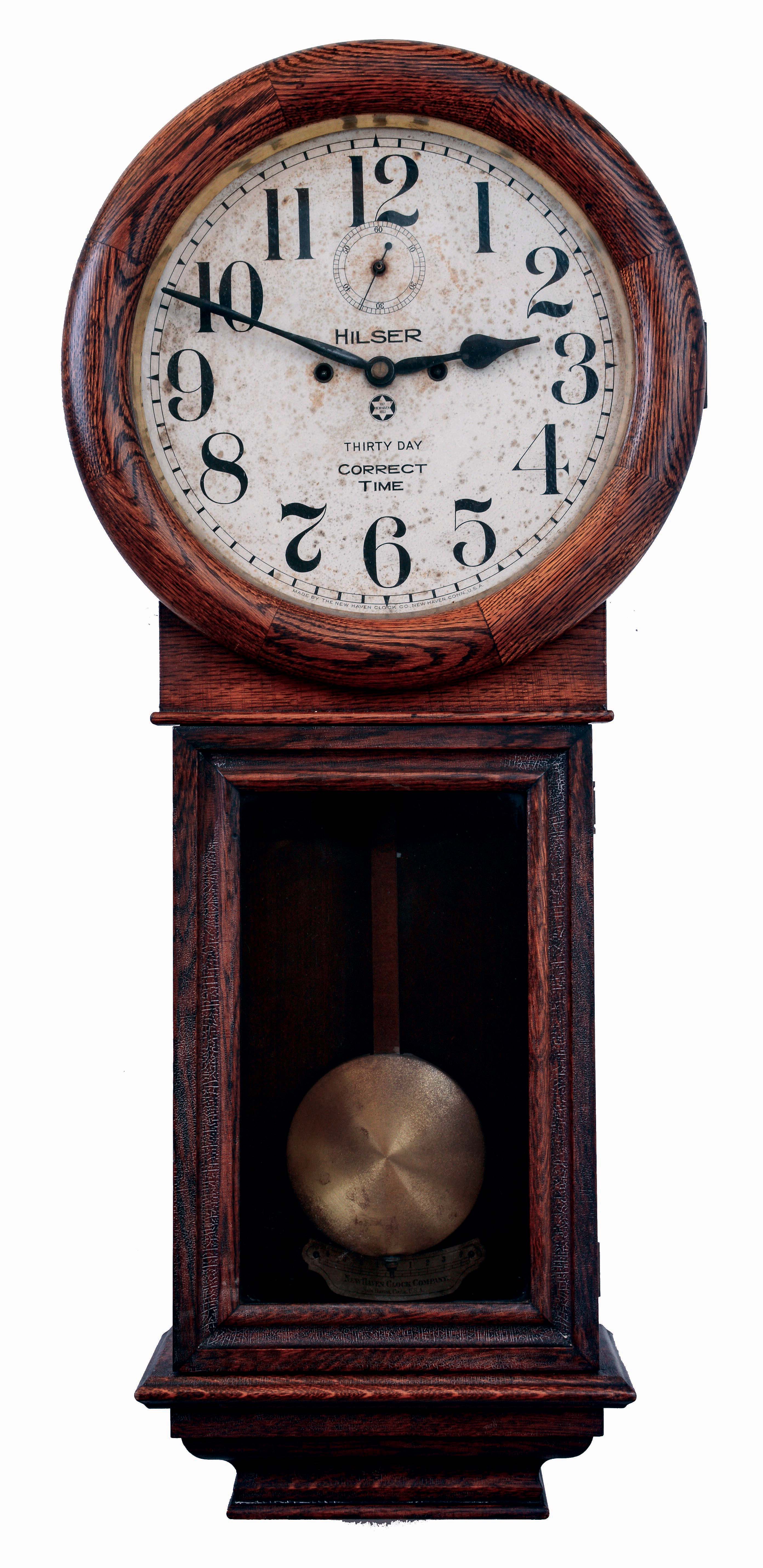 New Haven Clock Co., New Haven, Conn., "Saturn", 30 day, spring driven brass movement wall timepiece, c1911 — Antique Clocks Price Guide