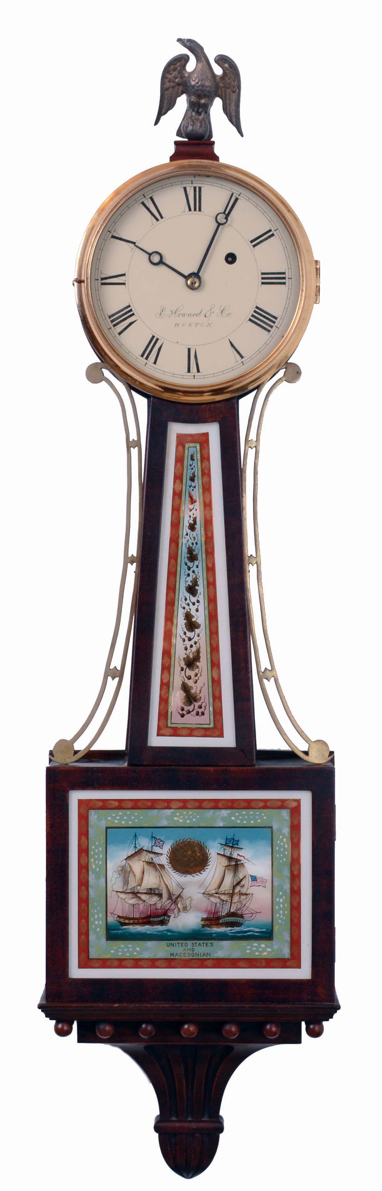 E. Howard & Co., Boston, Mass., 8 days, weight driven brass movement banjo timepiece, c1923 — Antique Clocks Price Guide