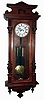 Clocks- 3 (Three) Remember, Germany, walnut 2 weight, 8 days, Vienna regulator wall clocks, white porcelain dials, c1900