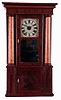 Rodney Brace, North Bridgewater, Mass., false hollow column shelf clock in a mahogany case with maple columns and a 30 hours, weight driven time, strike and alarm wooden movement, c1835.