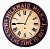 England, British United Clock Co., Birmingham, 8 days, spring brass movement wall timepiece advertising Milkmaid Milk.