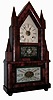 Birge & Fuller, Bristol, Conn., 30 hours, time and strike, wagon spring brass movement double steeple shelf clock, c1845